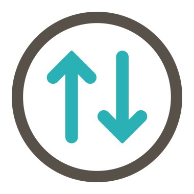 Flip flat grey and cyan colors rounded vector icon