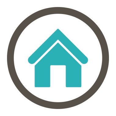 Ev düz gri ve cyan renkleri yuvarlanmış vektör simgesi