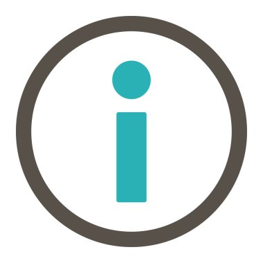 Bilgi düz gri ve cyan renkleri yuvarlanmış vektör simgesi