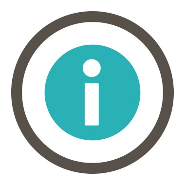 Bilgi düz gri ve cyan renkleri yuvarlanmış vektör simgesi