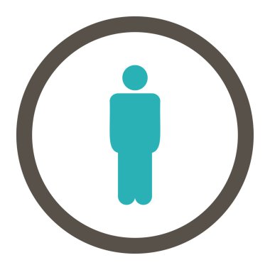 Man flat grey and cyan colors rounded vector icon