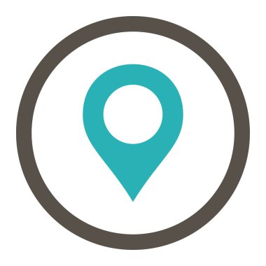 Harita İşaretleyicisi düz gri ve cyan renkleri yuvarlanmış vektör simgesi