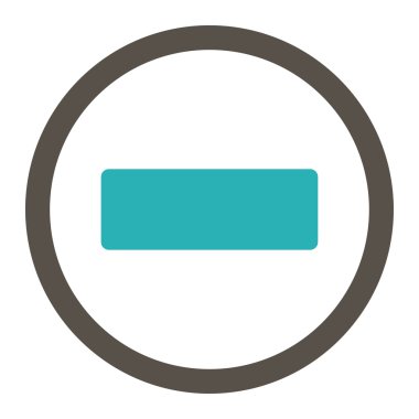 Minus flat grey and cyan colors rounded vector icon