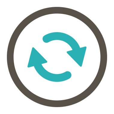 Refresh flat grey and cyan colors rounded vector icon