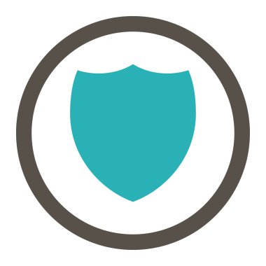 Shield flat grey and cyan colors rounded vector icon