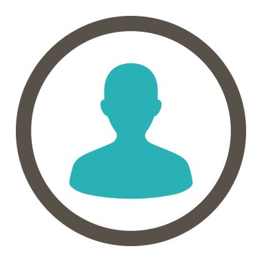 User flat grey and cyan colors rounded vector icon