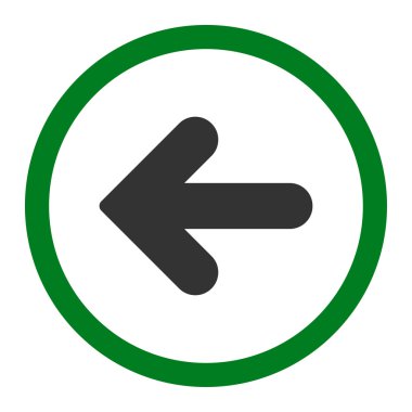 Sol düz yeşil ve gri renkler yuvarlak vektör simgesi