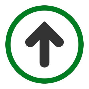 Arrow Yukarı düz yeşil ve gri renkler yuvarlanmış vektör simgesi