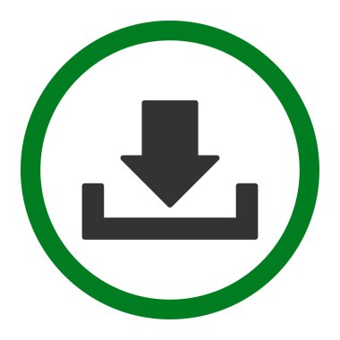 Düz yeşil ve gri renkli yuvarlak vektör simgesi indir