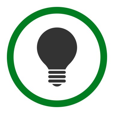 Elektrik ampulü düz yeşil ve gri renkler yuvarlak vektör simgesi