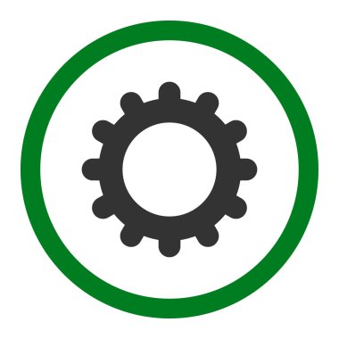 Gear flat green and gray colors rounded vector icon