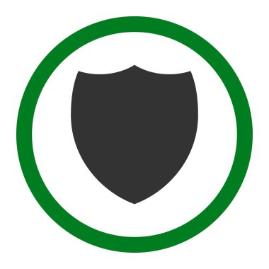Shield flat green and gray colors rounded vector icon