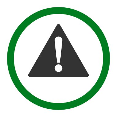 Düz yeşil ve gri renkler yuvarlak vektör simgesi uyarısı