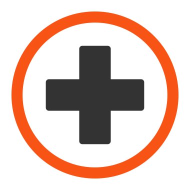Plus flat orange and gray colors rounded vector icon