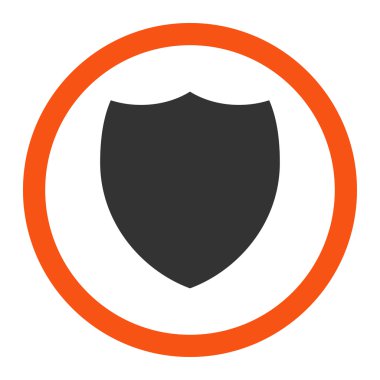 Shield flat orange and gray colors rounded vector icon