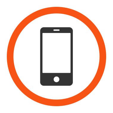 Akıllı telefon düz turuncu ve gri renkler yuvarlak vektör simgesi