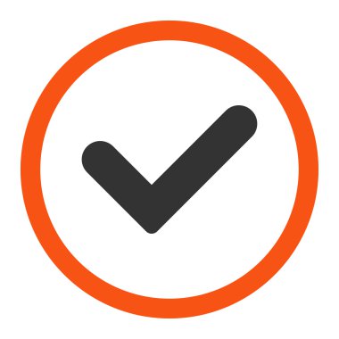 Yes flat orange and gray colors rounded vector icon