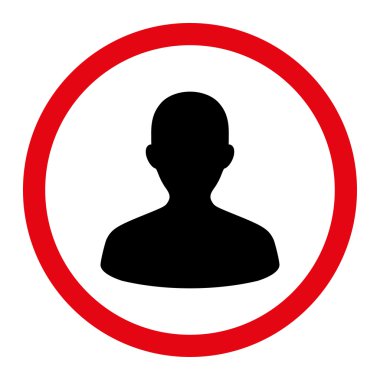 Kullanıcı düz kırmızı ve siyah renkli yuvarlak vektör simgesi