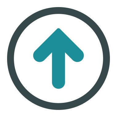 Ok Yukarı düz yumuşak mavi renkler yuvarlanmış vektör simgesi