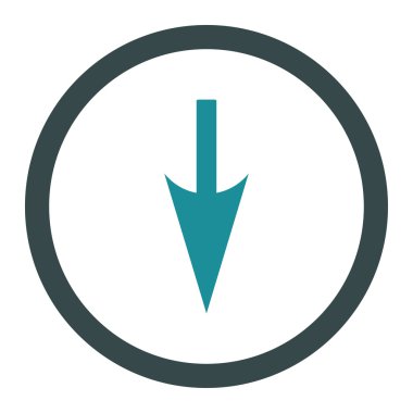 Sharp Down Arrow düz yumuşak mavi renkler yuvarlak vektör simgesi