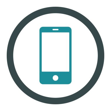 Akıllı telefon düz yumuşak mavi renkler yuvarlak vektör simgesi