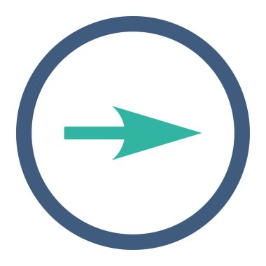 Ok Ekseni X düz kobalt ve cyan renkleri yuvarlak vektör simgesi