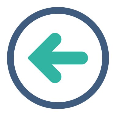 Arrow Left flat cobalt and cyan colors rounded vector icon