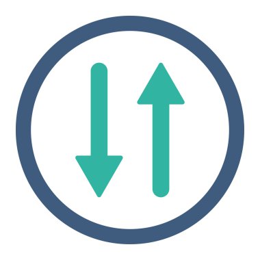 Arrows Exchange Vertical flat cobalt and cyan colors rounded vector icon