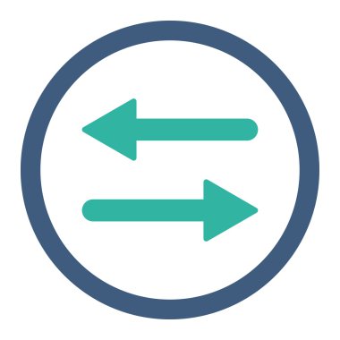 Düz kobalt ve cyan renklerini değiştirin yuvarlak vektör simgesi