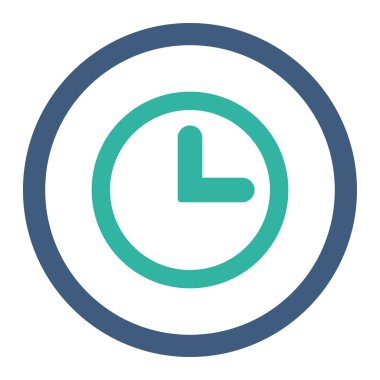 Saat düz kobalt ve cyan renkleri yuvarlanmış vektör simgesi