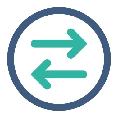 Yatay düz kobalt ve cyan renkleri yuvarlanmış vektör simgesini çevir