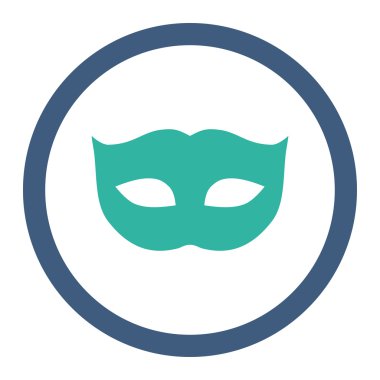 Gizlilik Maskesi düz kobalt ve cyan renkleri yuvarlak vektör simgesi