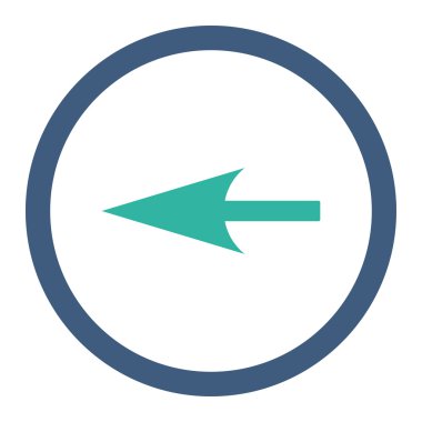 Keskin Sol Ok düz kobalt ve Cyan renkleri yuvarlak vektör simgesi