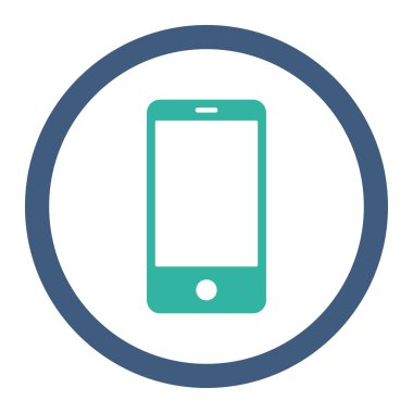 Akıllı telefon düz kobalt ve cyan renkleri yuvarlak vektör simgesi