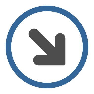Arrow Down Right flat cobalt and gray colors rounded vector icon