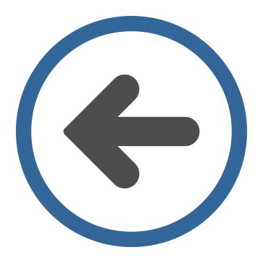 Sol düz kobalt ve gri renkli yuvarlak vektör simgesi