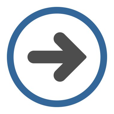 Arrow Right flat cobalt and gray colors rounded vector icon