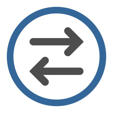 Yatay düz kobalt ve gri renkli yuvarlak vektör simgesini çevir