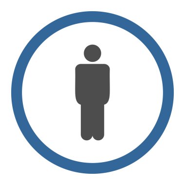 Man flat cobalt and gray colors rounded vector icon