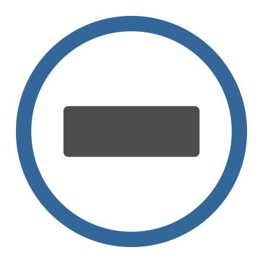 Eksi düz kobalt ve gri renkli yuvarlak vektör simgesi