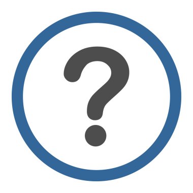 Question flat cobalt and gray colors rounded vector icon