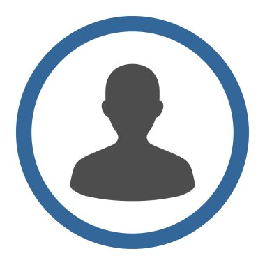 Kullanıcı düz kobalt ve gri renkli yuvarlak vektör simgesi