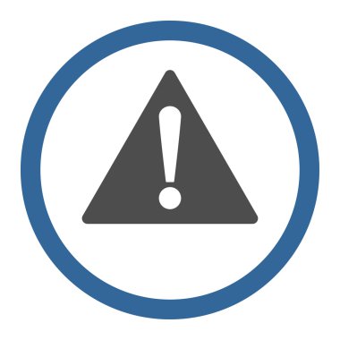Warning flat cobalt and gray colors rounded vector icon