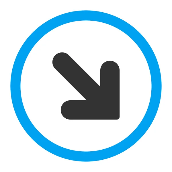 Flèche vers le bas Couleur bleue et grise arrondie icône vectorielle droite — Image vectorielle