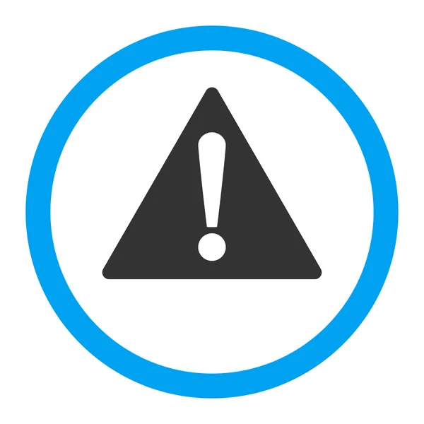 Warning flat blue and gray colors rounded vector icon — Stock Vector