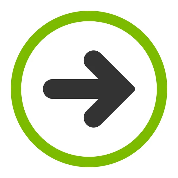 Arrow Right flat eco green and gray colors rounded vector icon — Διανυσματικό Αρχείο