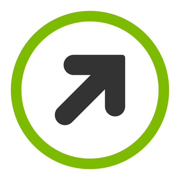 Arrow Up Right flat eco green and gray colors rounded vector icon — Διανυσματικό Αρχείο