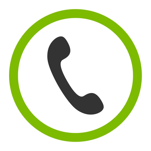 Телефон плоский эко-зеленый и серый цвета округлый векторный значок — стоковый вектор