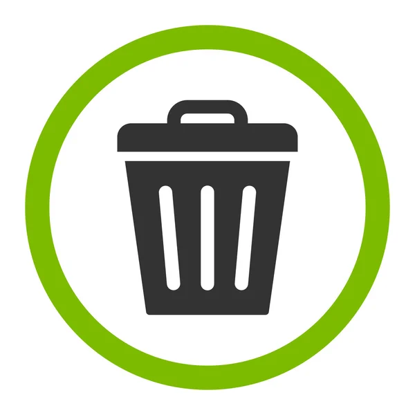 Lixo pode plana eco verde e cinza cores arredondadas vetor ícone — Vetor de Stock