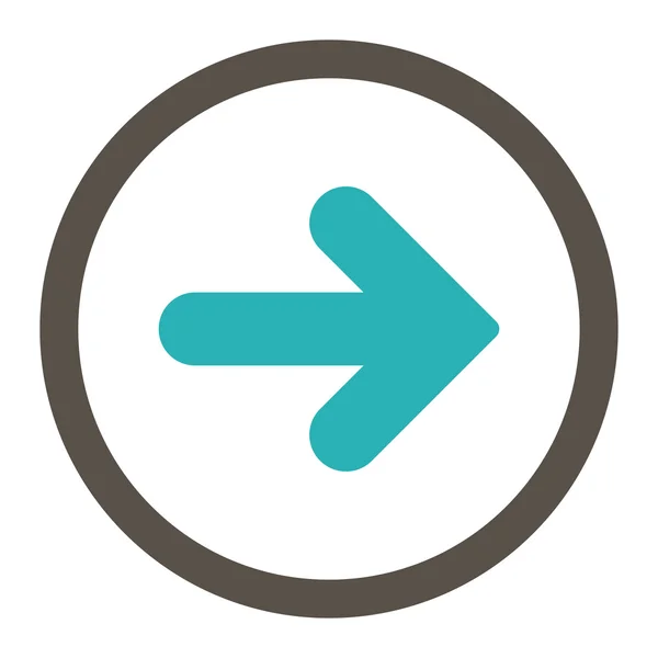 Arrow Right flat grey and cyan colors rounded vector icon — Διανυσματικό Αρχείο